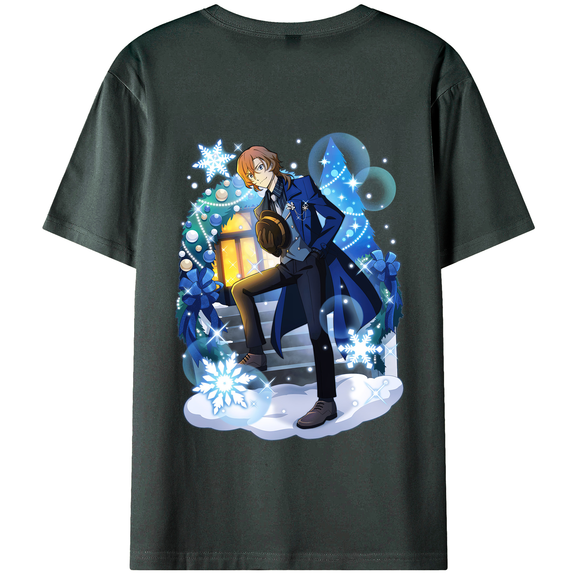 （画像用） 文豪ストレイドッグス Bungo Stray Dogs 綿100％ メンズ半袖Tシャツ（バックプリント） 通気性